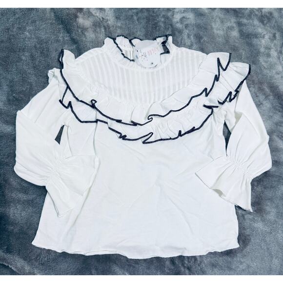 NWT Sugar Moon Size 5 Girl Ruffle Collar White‎ Blouse Top Long Sleeve Formal - Picture 1 of 4